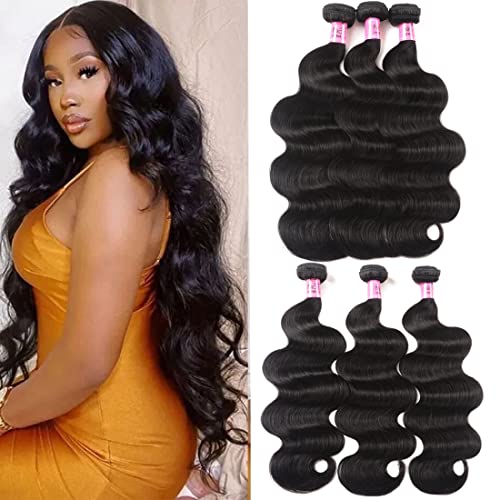 UNice Hair Icenu Series 8a Indian Body Wave Virgin Hair 3 Bundles, 100% Unprocessed Human Hair Extensions Weave Natural Color (16 18 20 inches)