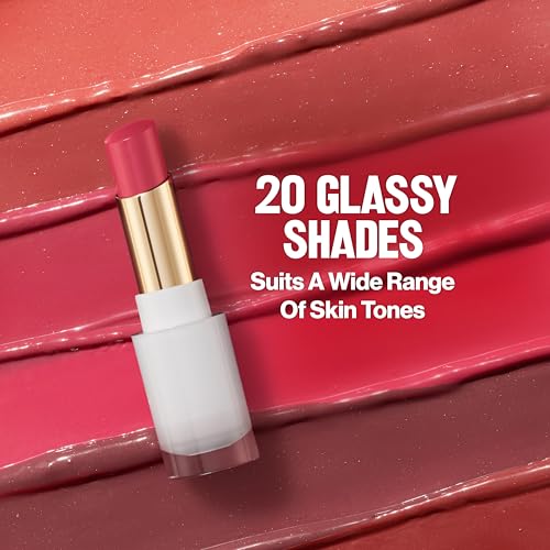 REVLON Super Lustrous Glass Shine Balm, Hydrating Tinted Lip Balm with Hyaluronic Acid, Aloe & Rose Quartz, Light Brown Lipstick, 011 Sparkling Honey, 0.11 oz