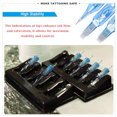 Emalla ELIOT Tattoo Cartridge Needles, 20Pcs Premium Tattoo Needles #10 Standard Round Liner Tattoo Cartridges 1005RLL Tattoo Needles Diameter 0.30mm Long Taper 5.0mm for Machine Tattoo Supplies