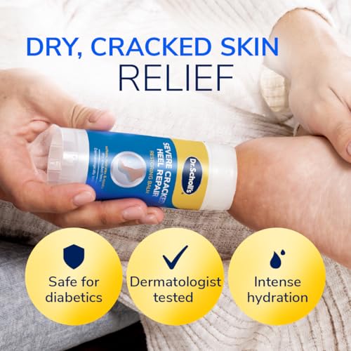 Dr. Scholl's Severe Cracked Heel Repair Restoring Balm 2.5oz, with 25% Urea for Dry, Cracked Feet, Heals and Moisturizes for Healthy Feet, Epsom Salt Soothes, Safe for Diabetics, 3-pack