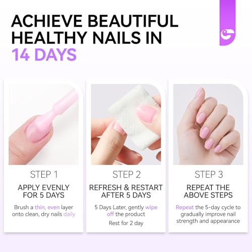 Nail Strengthener Protein for Damaged Nails: Pink 15ml 6 in 1 Natural Nail Hardener Extra Strong and Growth - Long Lasting Repair for Damaged Nails - Growth Oil for Salon Home Daily Work