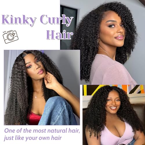 Kinky Curly Wig Human Hair 250 Density 5X5 Transparent HD Lace Closure 100% Real Kinkycurly Human Hair Wig For Women 20 inch