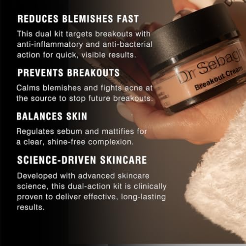 Dr Sebagh Complete Breakout Solution for Oily Skin - 1 x Balancing Cream (1.7 fl oz.) & 5 x Spot Treatment Powders (0.07 oz.) | Award-Winning | Rapid & Effective Results for Blemish-Prone or Oily Skin