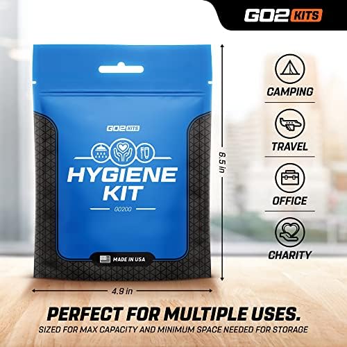Ultimate Travel Toiletry & PPE Kit, Hygiene Kit with Shaving Supplies & PPE for Travel, Business & Charity with Reusable Toothbrush, Bath Soap & Other Essential Toiletries, 5-Pack (GO200)