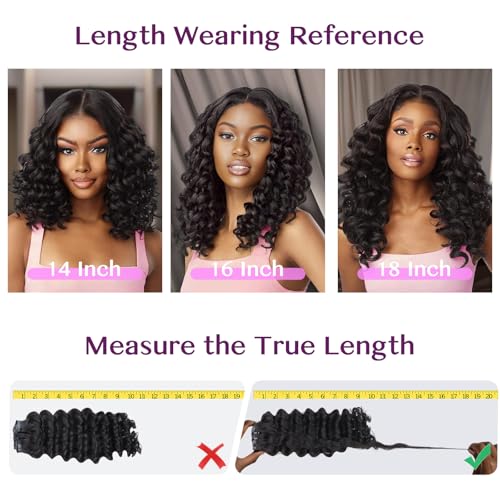 IDN BEAUTY Genius Weft Deep Wave Clip In Hair Extensions Human Hair For Black Girl Women, Virgin Hair Longer Lifespan, Invisible Seamless PU Weft Clip Ins, 18 Inch 110g 7Pcs Natural Black