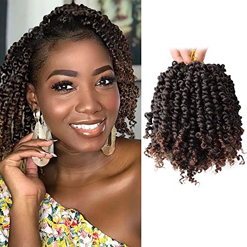 9 Packs Passion Twist Crochet Hair 6 Inch Short Crochet Passion Twist Hair for Black Women Pre Looped Passion Twist Hair Curly Crochet Hair Bohemian Crochet Braids Hair Extensions£¨T30,6 Inch,9 Packs£©