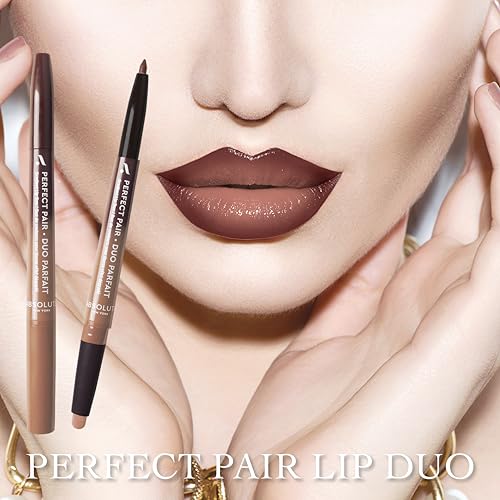 Absolute New York ALD07 Perfect Pair Lip Duo, Fuller and Poutier Lips, Deeper Shade For Lip Contouring, Satin Lipstick and Lip Liner