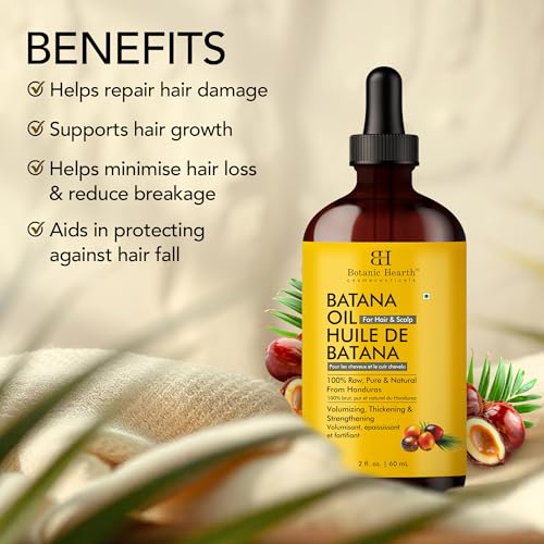 Botanic Hearth 100% Pure Rosemary Batana Oil For Hair Growth | Infused with Batana, Kemel Oil |Hair Oil Repairs Dry Damaged Hair, Strengthening, Healthier - Hair Tonic, 2 fl oz