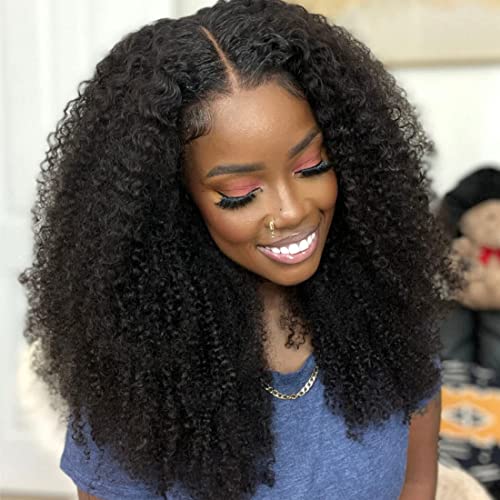 13x6 Lace Front Wigs Human Hair 24Inch HD Transparent Kinky Curly Frontal Closure Wig for Women 180% Density Kinky Curly Wigs Pre Plucked With Baby Hair Lace Frontal Wigs