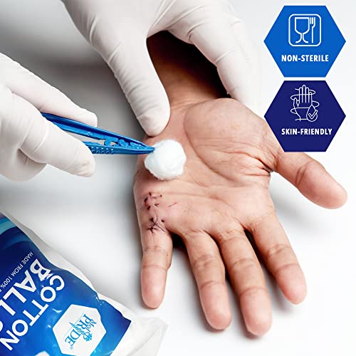 MED PRIDE Medical Cotton Balls, 100% Pure Cotton, Ultra Soft, 300 Count, for Ears, Face, Makeup Removal, Nail Polish, Lotions, Absorbent Multipurpose Use