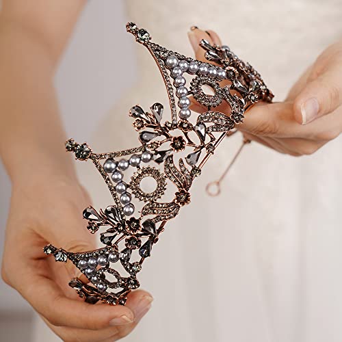 JWICOS Wedding Tiara for Bride Tiara Queen Crown for Women Crystal Pearl Tiara Hair Accessories for Pageant Birthday Prom