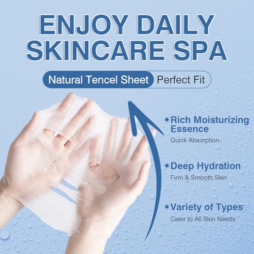 24 Pack Serum Sheet Masks,Facial Masks Skincare for Women,Hydrating & Moisturizing Face Masks for All Skin Types,Smooth,Nourishing,Lightweight
