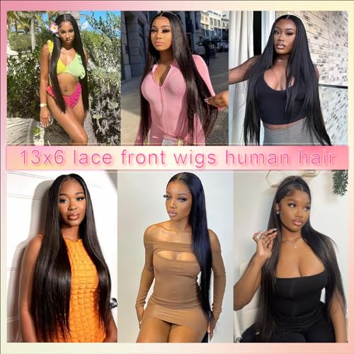 13x6 lace front wigs human hair 34 Inch Pre Plucked 200 Density HD Transparent Lace Front Wigs Human Hair Straight Lace Front Wigs With Baby Hair