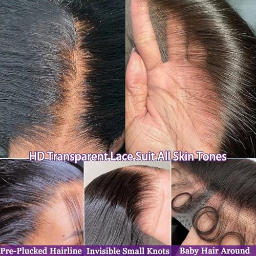 32 Inch 13x6 Lace Front Wigs Human Hair Pre Plucked 100% Human Hair Wig Straight HD Lace Frontal Wigs Glueless Wigs for Women Natural Color