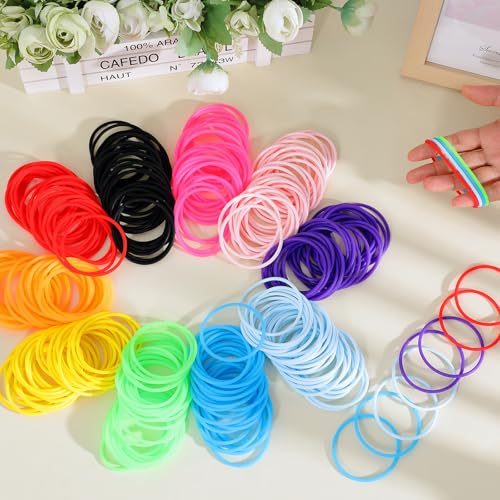 Hotop 300 Pcs 80s Multicolor Silicone Jelly Rubber Bracelets Hair Ties Women, Mixed Style, Random Color