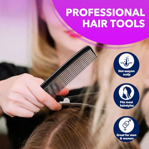 5 Piece Combs for Women and Man, Premium Black Hair Comb, Fine Tooth Tail Professional Combs and Styling Comb Set, Perfect for Parting, Teasing, Hairdressing, and Everyday Styling