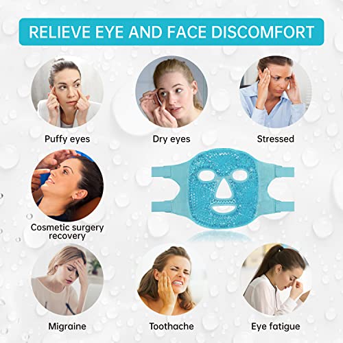 ZN?CUET?D Cold Face Eye Mask Ice Pack Reduce Facial Puff, Dark Circles, Gel Beads Hot Heat Cold Compress Pack, Face SPA for Woman Sleeping, Pressure, Headaches, Skin Care, Post Laser Care[Blue]