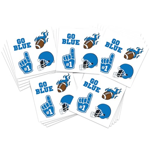 Sports Spirit Temporary Tattoos / 100 Mini Team & School Spirit Designs/Skin Safe/Removable (Blue Finger)