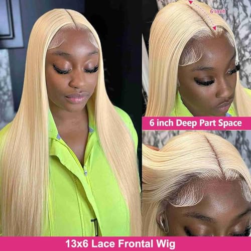 Sebast 34 Inch 13x6 613 Lace Front Wig Human Hair 200 Density Long Blonde Wig Human Hair 613 HD Transparent Lace Frontal Wig 13x6 Straight 613 Blonde Wigs Human Hair for Women