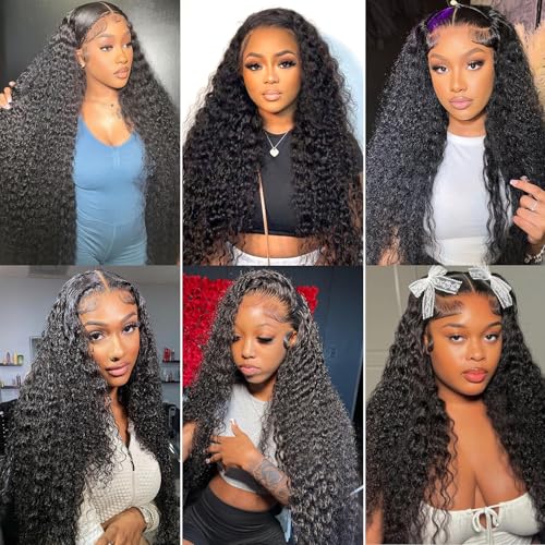 32 Inch 13x4 Hd Lace Front Wig Human Hair 180% Density Water Wave Lace Front Wigs Human Hair Pre Plucked With Natural Hairline Deep Wave Curly Frontal For Women Wet And Wavy Glueless Tangle Free