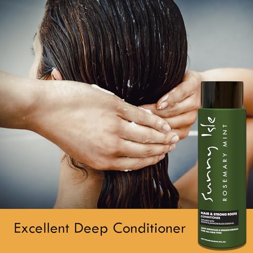 Sunny Isle Rosemary Mint Hair & Strong Roots Conditioner 12oz | Anti-Breakage & Growth Formula | Infused with Biotin & Jamaican Black Castor Oil | All Hair Types
