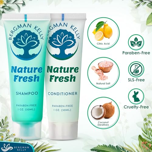 Bergman Kelly - Travel Shampoo and Conditioner Set - 1 fl oz, 100 Pieces, Nature Fresh - Delight Your Guests with Refreshing & Soothing Hotel Toiletries and Guest Hospitality in Bulk