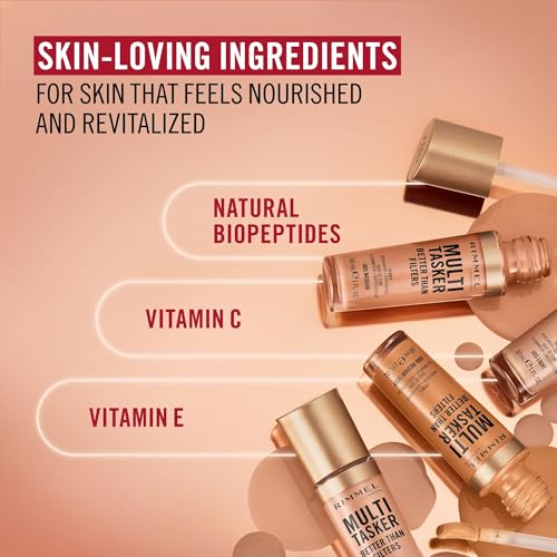 Rimmel Multi-Tasker Better Than Filters, 002 Fair Light, Face Primer, Glow Booster and Highlighter, Vegan Formula, Anti-Ageing Benefits, Light-Reflecting Pigments, Giant Soft-Touch Wand, 1oz