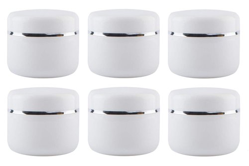 XINGZI 6PCS White 8 Oz (250ml) Cosmetic Jars with Liners and Dome Lids Empty Refillable Face Cream Lip Balm Lotion Bottles Plastic Storage containers for Household Use