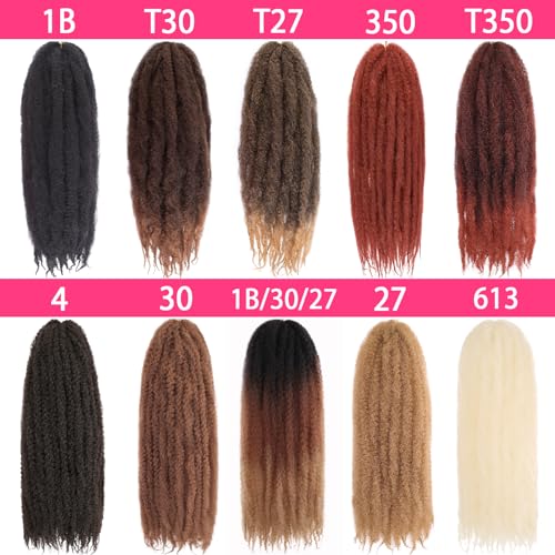30 Inch Marley Twist Braiding Hair 8 Packs Pre-Separated Marley Hair Crochet Braids Black Long Springy Afro Kinky Hair for Crochet Locs Braiding Hair Extensions 1B#
