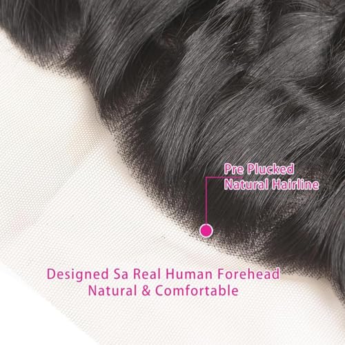 13x4 HD Lace Frontal Human Hair Deep Wave Ear to Ear Lace Frontal Closure Free Part 12 Inch Unprocessed Brazilian Curly Virgin Hair Extensions HD Lace Closure for Black Women Pre Plucked Natural Black