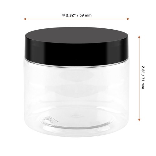 LEXININ 40PCS 5oz Plastic Jars with Lids, 150ml Clear Storage Jar, 71 x 59mm Wide Mouth Refillable Storage Containers for Food, Coffee Bean, Snack