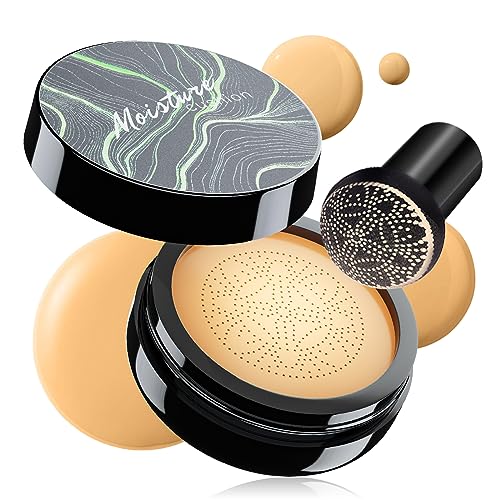 Air Cushion CC Cream - Moisturizing BB Cream Foundation, Long-Lasting Waterproof New Mushroom Head Cushion Foundation Concealer for Even Skin Tone (Buff Beige, 1 PCS)