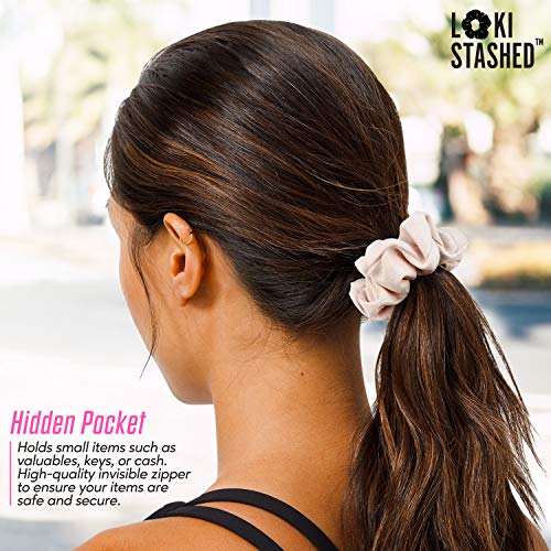 3-PACK Suede Hair Tie Scrunchies for VSCO Girls & Women, THE ORIGINAL HIDDEN POCKET SCRUNCHIE with Zipper Pocket Storage, Accessories, Small Items, Keys, Money (Pastel)