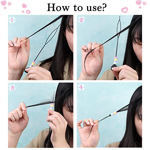 1605pcs Hair Braid Kit Including 600pcs 9x6mm Glitter Pony Beads, 1000pcs Elastic Rubber Bands, and 5pcs Quick Beaders