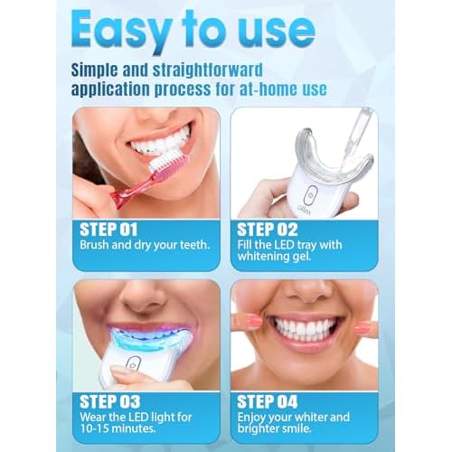 Teeth Whitening Kit with LED Light - White Sensitive Tooth 35% Carbamide Peroxide Gel Pen Dental Mouth Trays Whitener Professional Bright Brace Product System for Home Work Travel