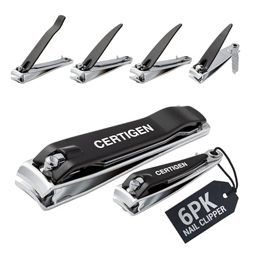 Nail Clippers Set 6 -Pack - Includes Toenail Clippers, Fingernail Clippers, and Finger Nail Clippers for Adults ? Mens Stocking Stuffers for Men and Women, Toe Nail and Fingernail Clipper Kit