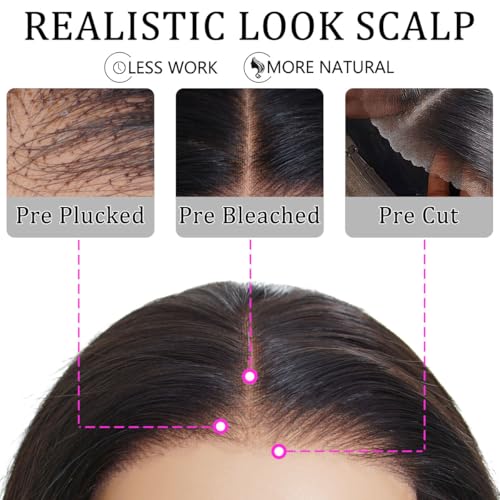 RECOOL Human Hair Wig Glueless Lace Front Wigs 6x5 Hd Loose Body Wave Lace Front Wigs Glueless Wigs Human Hair Pre Plucked Pre Cut Lace Frontal Wigs For Black Women 16 Inch