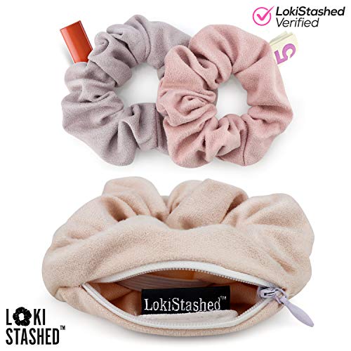 3-PACK Suede Hair Tie Scrunchies for VSCO Girls & Women, THE ORIGINAL HIDDEN POCKET SCRUNCHIE with Zipper Pocket Storage, Accessories, Small Items, Keys, Money (Pastel)