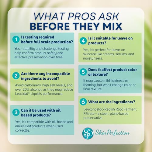 Skin Perfection Leucidal Liquid - Natural Preservative Alternative for Lotion Making - Vitamin C Serum & Hyaluronic Acid Body Lotion Creams - Water Soluble DIY Skincare Cosmetics