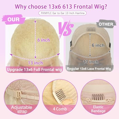 28 Inch 613 Lace Front Wigs Human Hair 13X6 HD Transparent Lace Front Blonde Wig Human Hair Pre Plucked 200% Density Body Wave Wigs for Women
