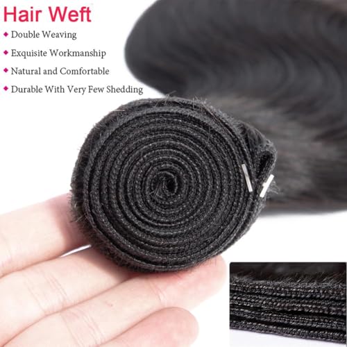 Human Hair Bundles 24 26 28 Inch Body Wave Bundles Human Hair 12A 100% Unprocessed Brazilian Hair Weave 3 Bundles Natural Black Color (Body Wave 3 Bundles, 24 26 28)