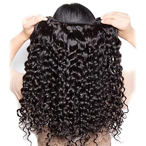 Water Wave Bundles Human Hair Soft Brazilian Virgin Human Hair 100% Unprocessed Wet and Wavy Curly Bundles Natural Black Color Can Be Dyed Total 300g 20 22 24 Inch