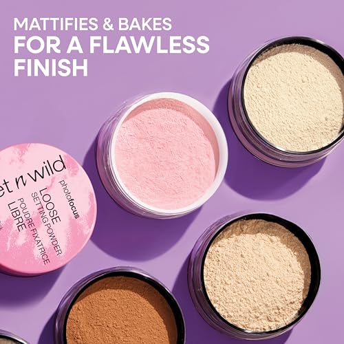 wet n wild Photo Focus Loose Baking Setting Powder, Highlighter Makeup, Fair to Medium & Tan Skin Tones - Translucent