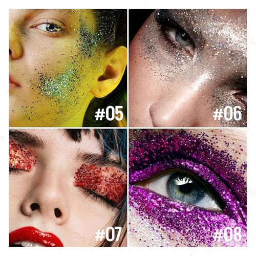 KYDA Body Glitter Stick, Chunky Glitter Gel for Face Body Hair, Sparkling Holographic Mermaid Sequins Paint, Waterproof Multiuse Makeup Glitter Gel, Blue
