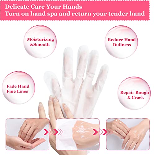 6 Pack Moisturizing Hand Peel Mask Gloves, Hand Mask Natural Collagen Spa Gloves Moisture Enhancing Gloves for Dry Hands, Repair Rough Damage Skin for Women & Men (Rose)