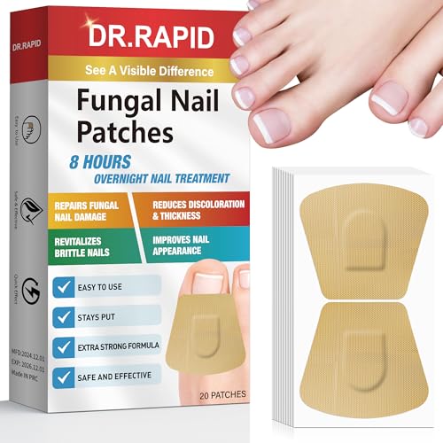 Toenail Fungus Treatment Extra Strength - 20 Hydrogel Patches for Overnight Nail Repair, 8-Hour Nighttime Fungal Nail Patches, Restores Healthy Appearance, Waterproof & Painless Relief