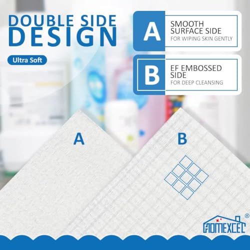 HOMEXCEL Face Towels 200 Count (4 Box), Disposable Makeup Remover Wipes, Super Soft Biodegradable Dry Facial Hand Clean Facial Towels Wash Cloth