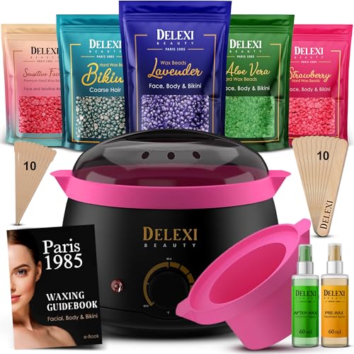 Premium Waxing Kit for Sensitive Skin ? Painless Hard Wax Beads, Safe Wax Warmer, Pre/Post Care Spray, Salon-Grade Results at Home for Face, Bikini, Brazilian & Full Body