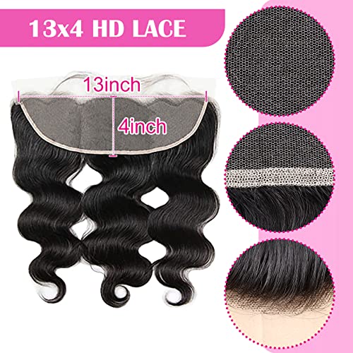 13x6 Invisible HD Lace Frontal, Ear to Ear 13x4 Lace Front£¬ Melt Skins, Body Wave Straight, 16"