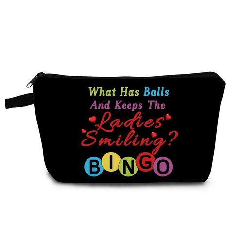 YULUENZE Colorful Bingo Makeup Bag Funny Bingo Slogan Print Toiletry Organizer Pouch with Zipper Colorful Bingo Small Cosmetic Bag Present for Bingo Lovers Women Friends